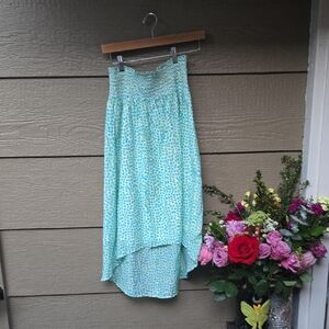 Ann Taylor Cotton Silk Blend High Low Printed Skirt S